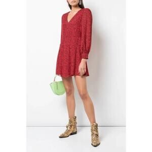 Alice + Olivia Polly Red Leopard Print Mini Dress - Sz 4